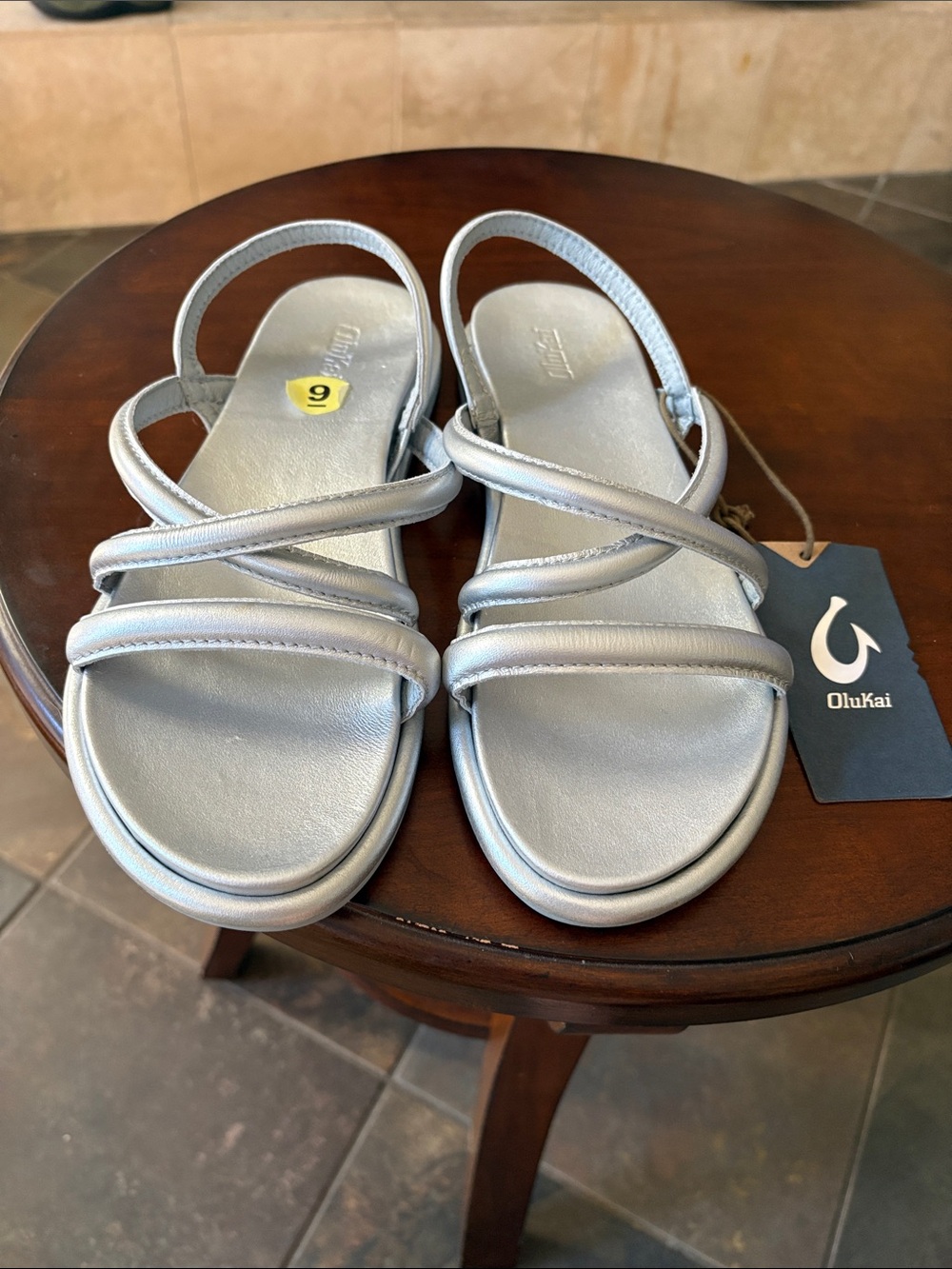 OluKai Women’s Silver Strappy Slingback Sandals